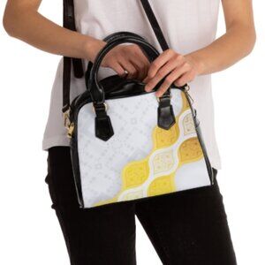 Geometric Gold Wave Shoulder Handbag